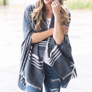 J. CREW Navy Cape Scarf Shawl Wrap